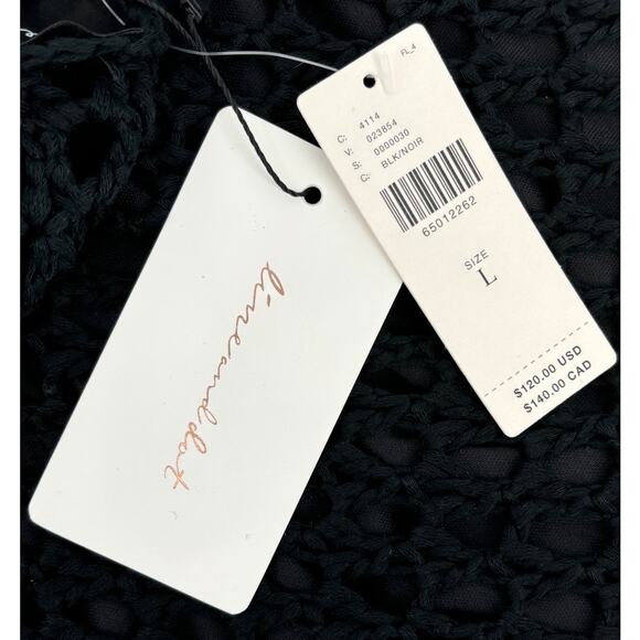 NEW Anthropologie Line & Dot Crochet Dress Black Large Lined Cut Out Back Accent - Picture 9 of 9